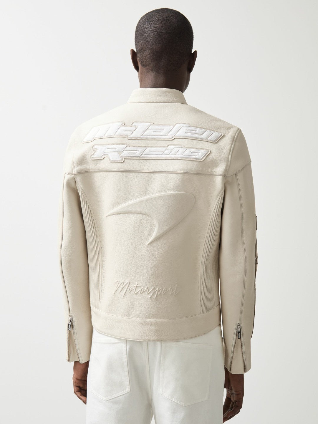McLaren F1 Team Leather Biker Jacket Off White | Men