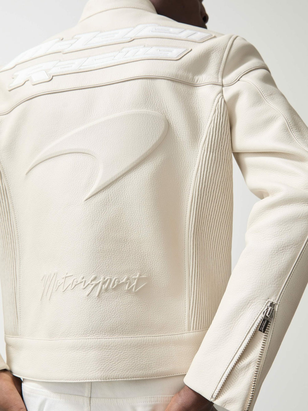 McLaren F1 Team Leather Biker Jacket Off White | Men