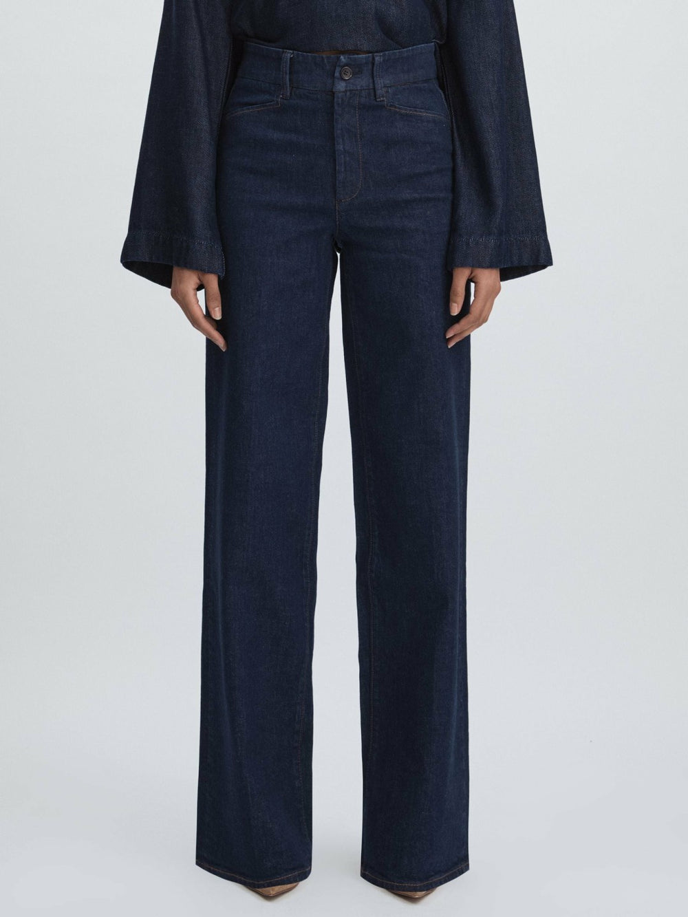 Paige High Rise Wide Leg Jeans Edinburgh Dark Blue | Women