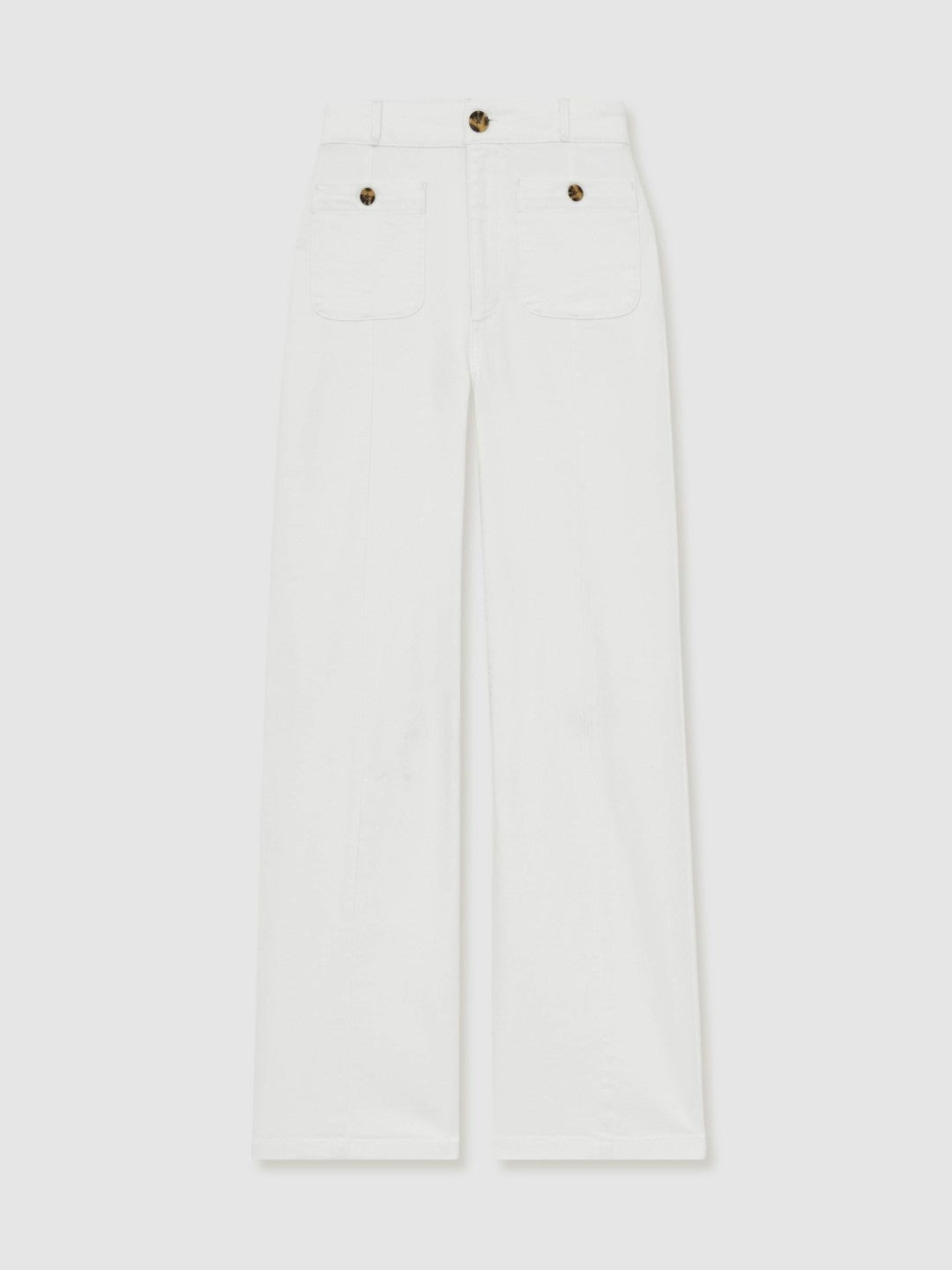 Paige Wide-Leg Patch Pocket Jeans Ecru | Women