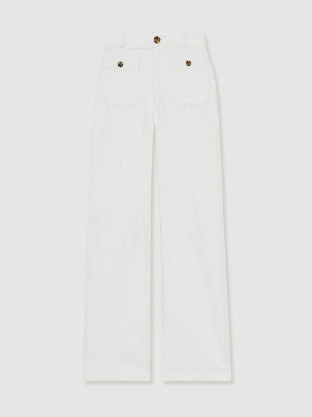 Paige Wide-Leg Patch Pocket Jeans Ecru | Women