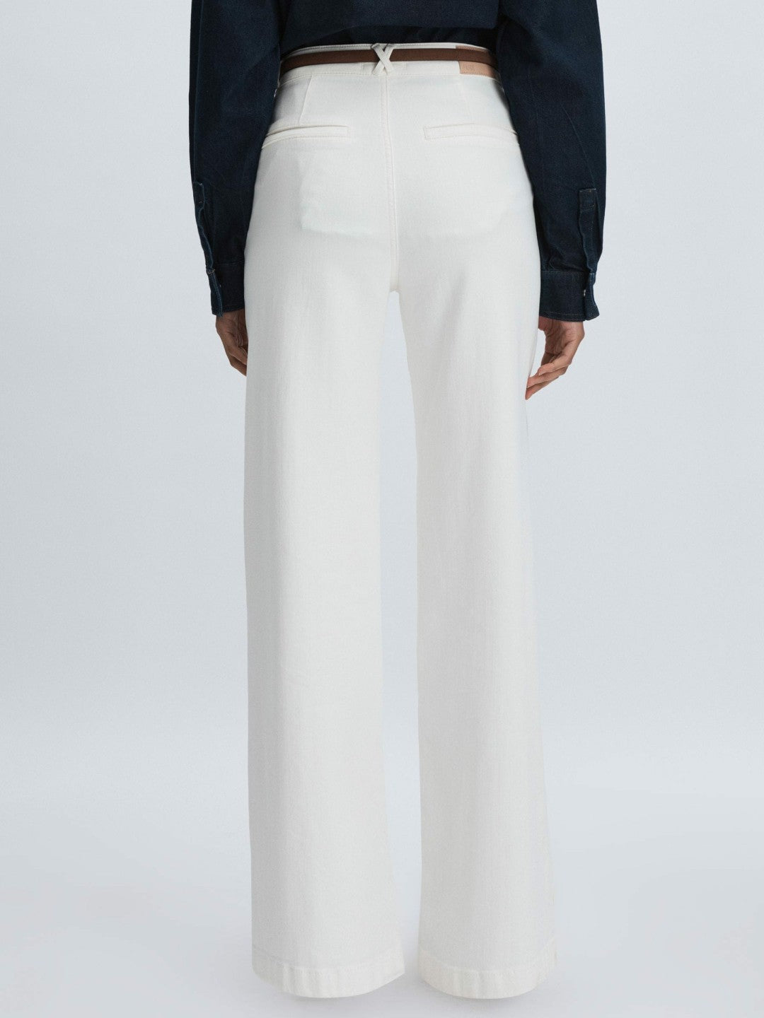 Paige Wide-Leg Patch Pocket Jeans Ecru | Women