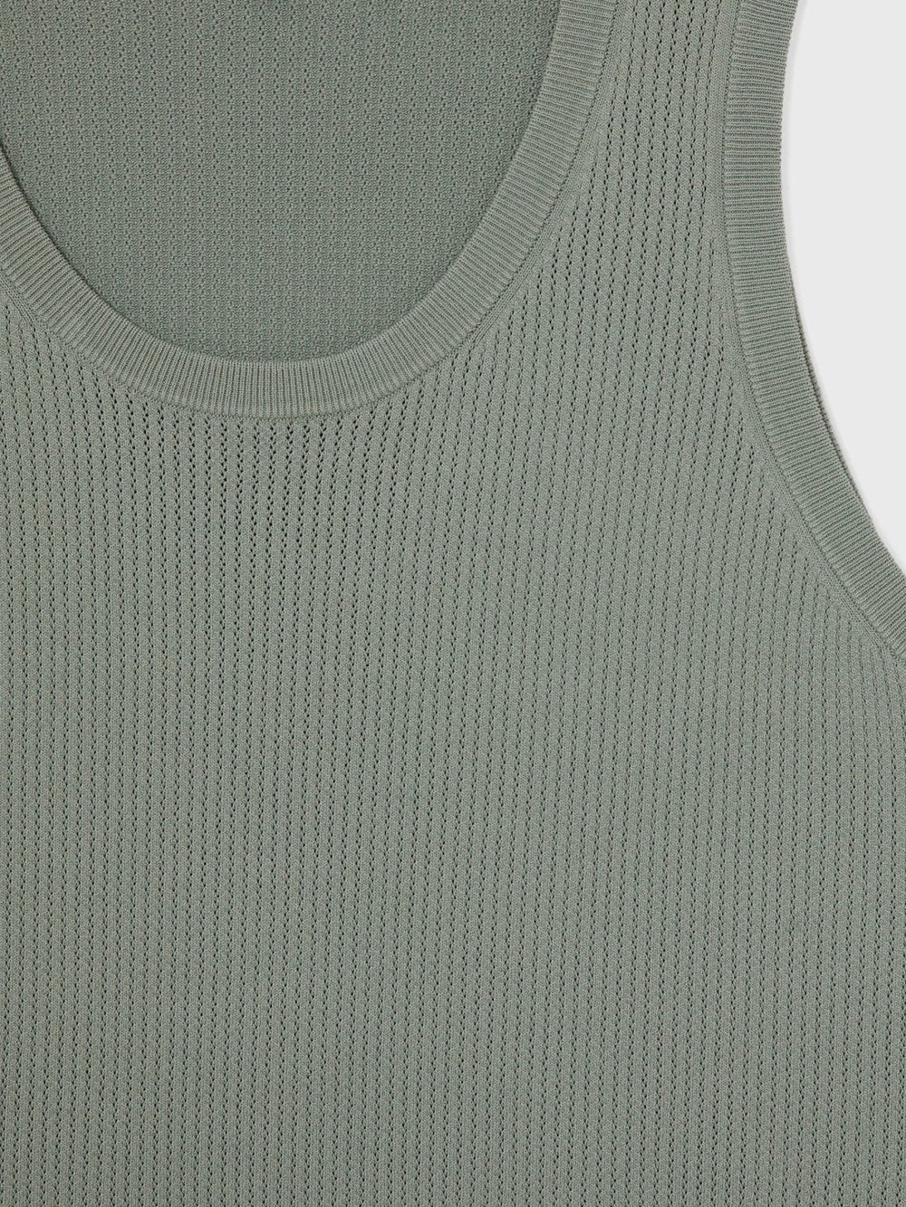 Textured Crew Neck Ribbed Vest Sage Green | Men