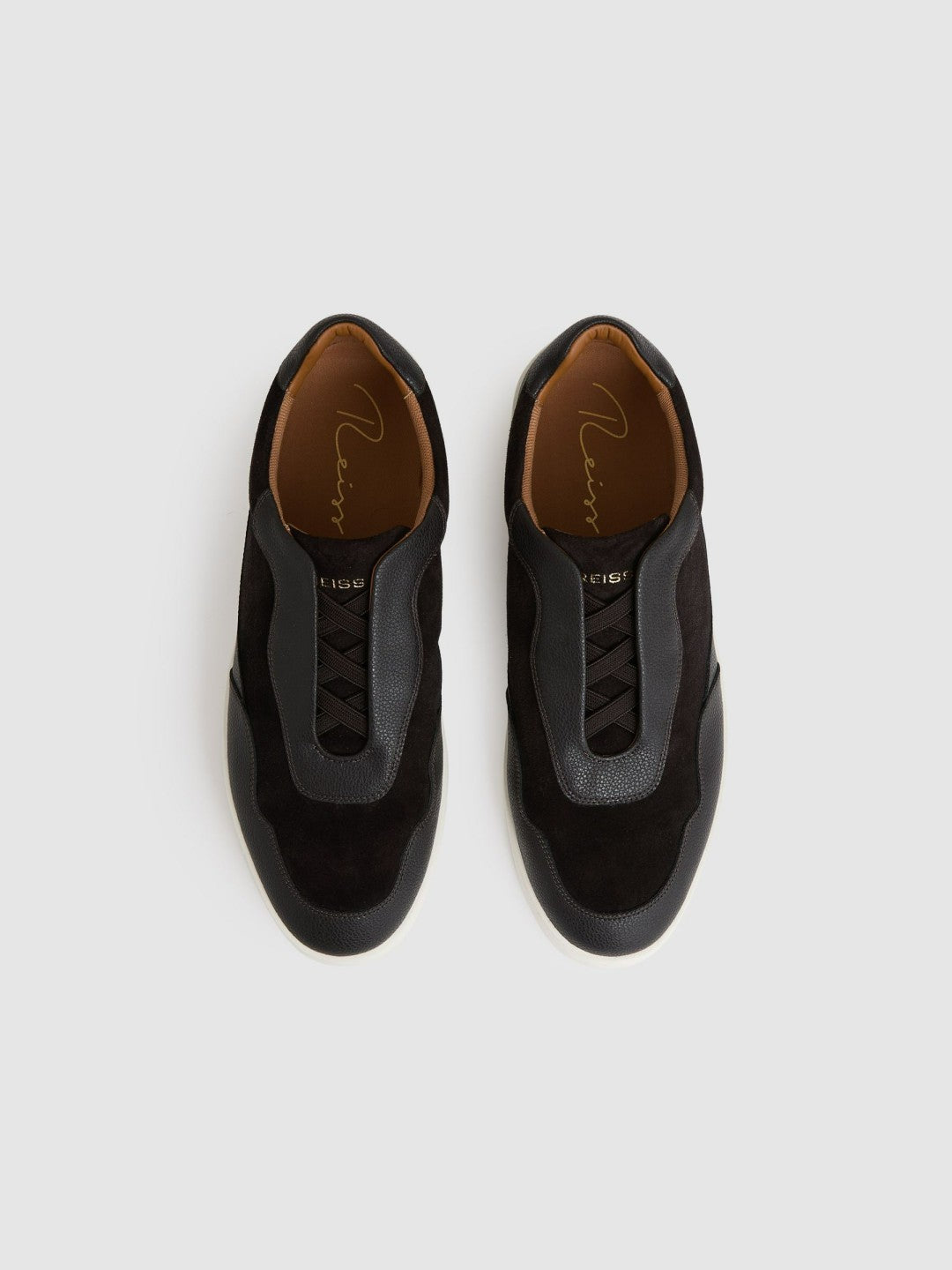 Leather Elasticated-Lace Trainers Espresso Brown | Men