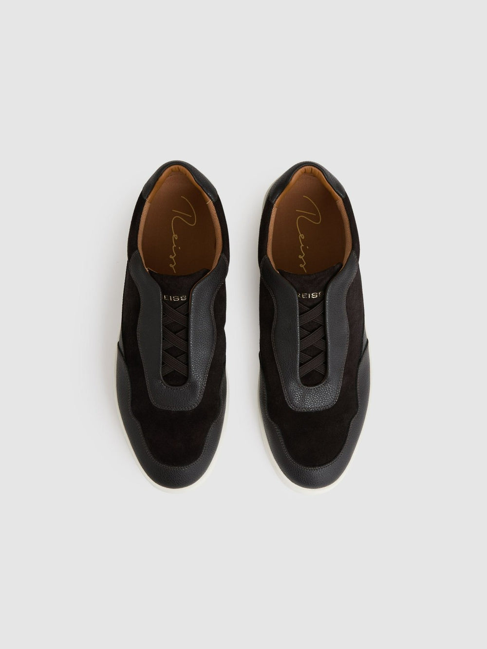 Leather Elasticated-Lace Trainers Espresso Brown | Men