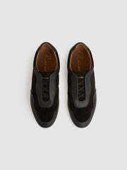 Leather Elasticated-Lace Trainers Espresso Brown | Men