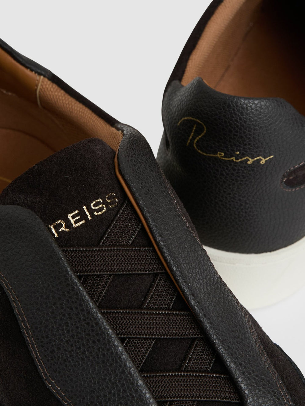 Leather Elasticated-Lace Trainers Espresso Brown | Men