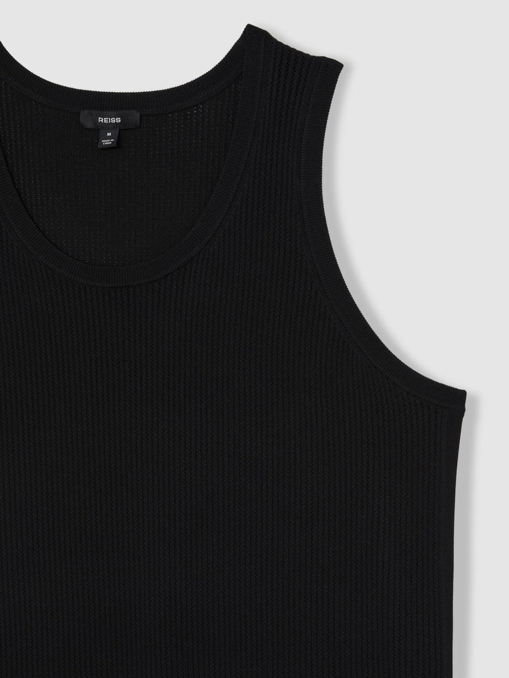 Textured Crew Neck Ribbed Vest Black | Men