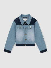 13-14 yrs Patchwork Two-Tone Denim Jacket Blue | Children & Baby