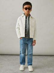 Cotton-Blend Work Jacket Off White | Children & Baby