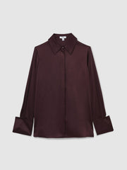 Silk Double-Cuff Button-Through Shirt Red | Women