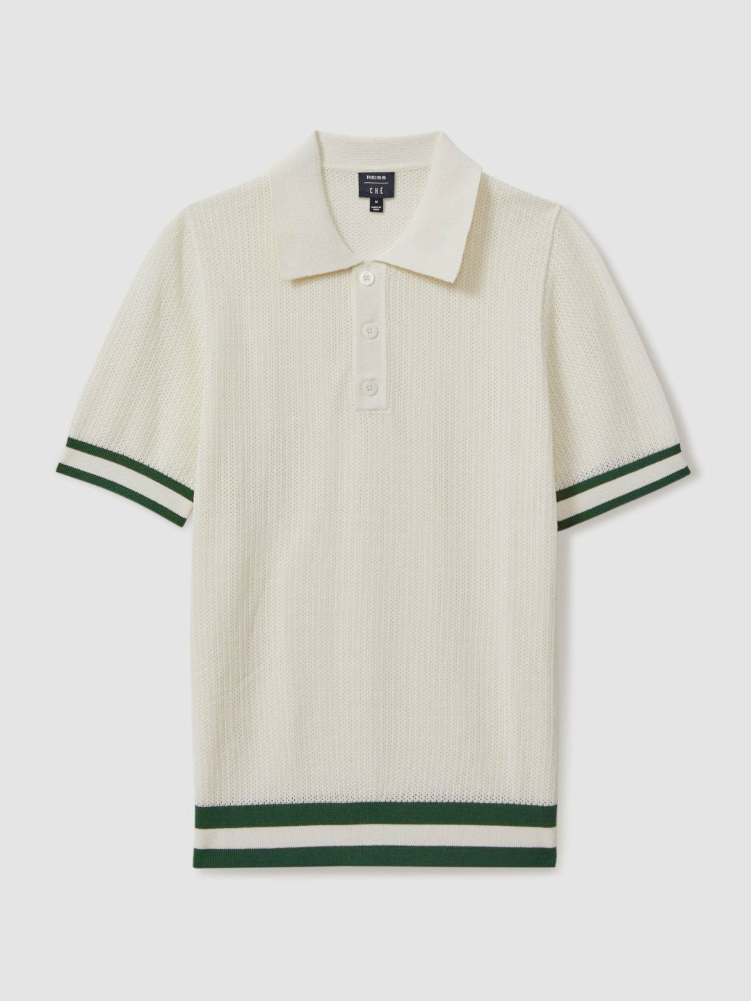 | Ché Knitted Half-Button Polo Shirt White | Men