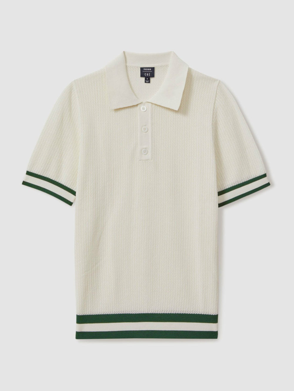 | Ché Knitted Half-Button Polo Shirt White | Men