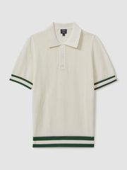 | Ché Knitted Half-Button Polo Shirt White | Men
