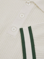 | Ché Knitted Half-Button Polo Shirt White | Men