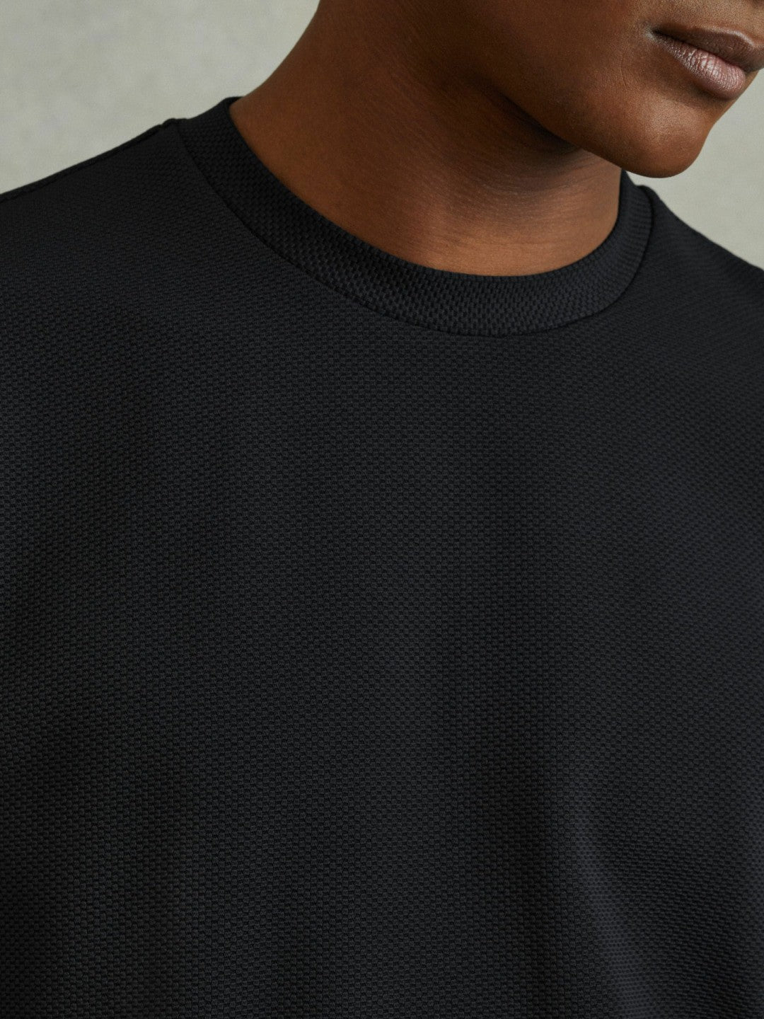 Textured Crew-Neck T-Shirt Navy | Men