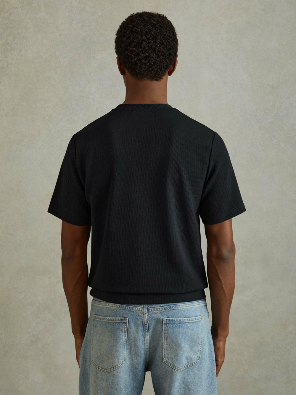 Textured Crew-Neck T-Shirt Navy | Men