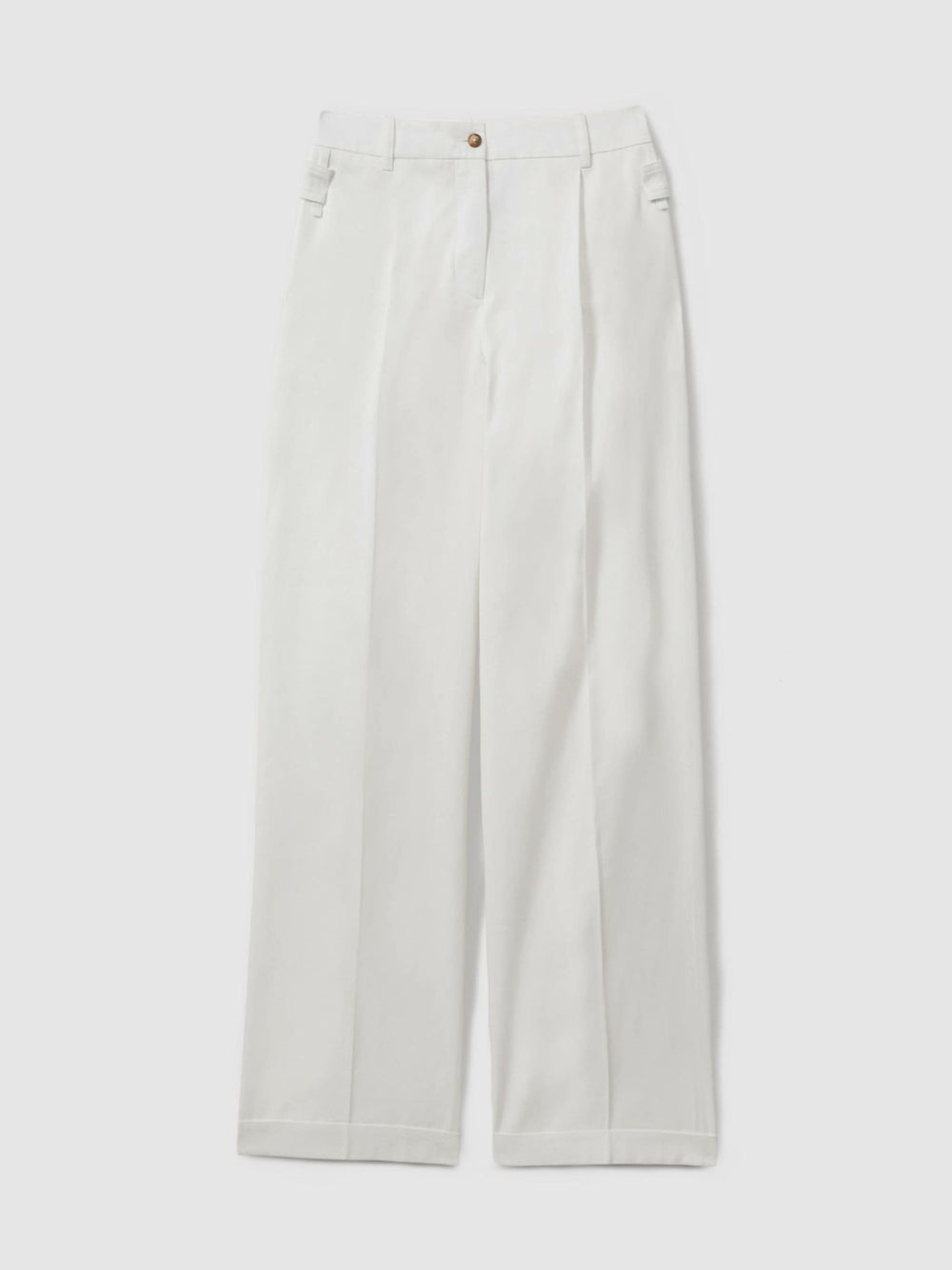 Cotton Wide Leg Suit Trousers White | Women