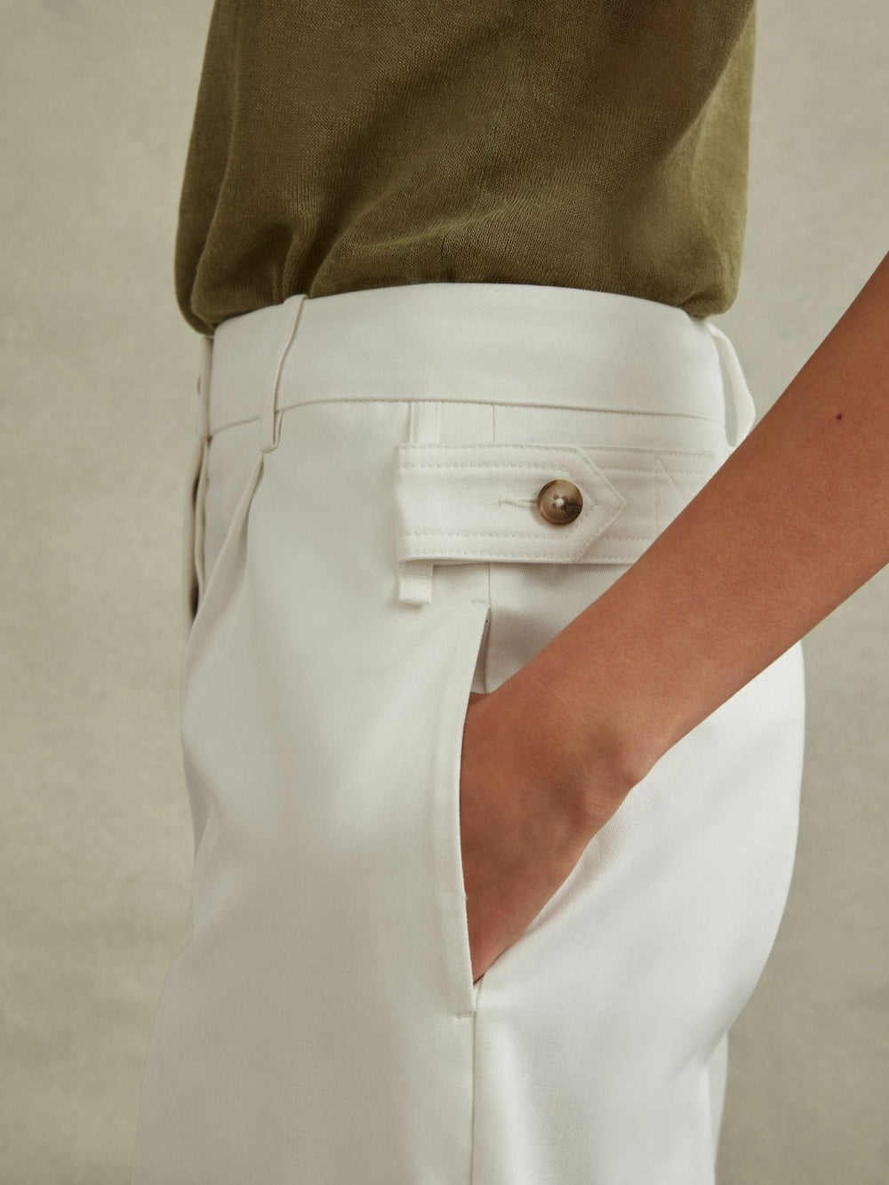 Cotton Wide Leg Suit Trousers White | Women