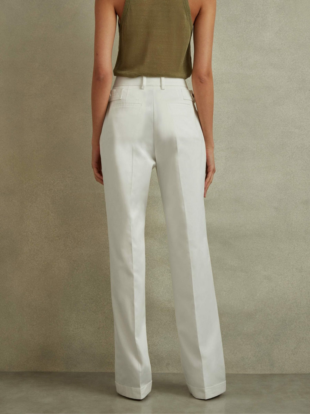 Cotton Wide Leg Suit Trousers White | Women