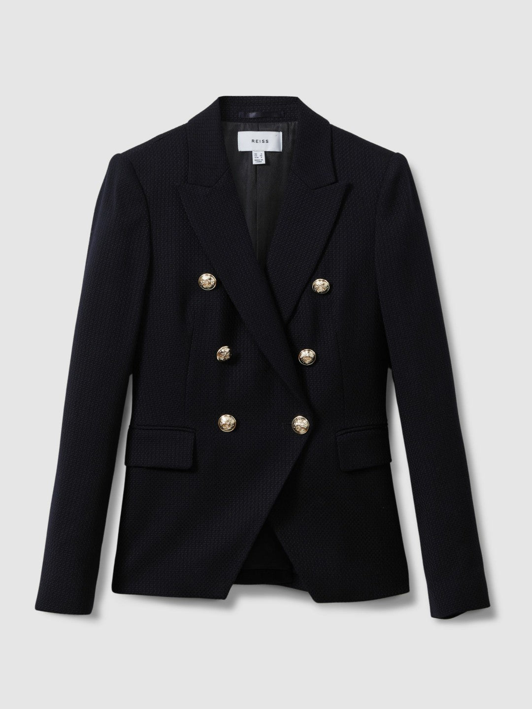 Tailored Fit Textured Double Breasted Blazer Navy | Women