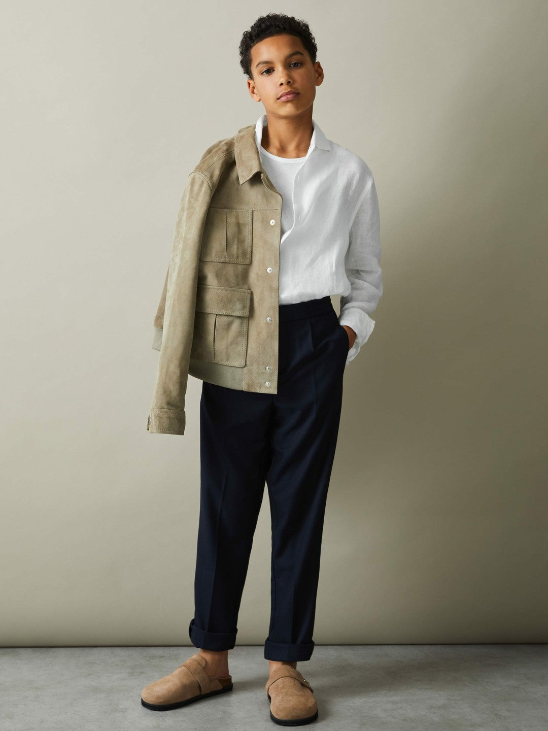 9-13 yrs Linen Cutaway Collar Shirt White | Children & Baby