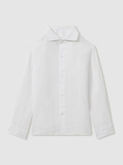 9-13 yrs Linen Cutaway Collar Shirt White | Children & Baby