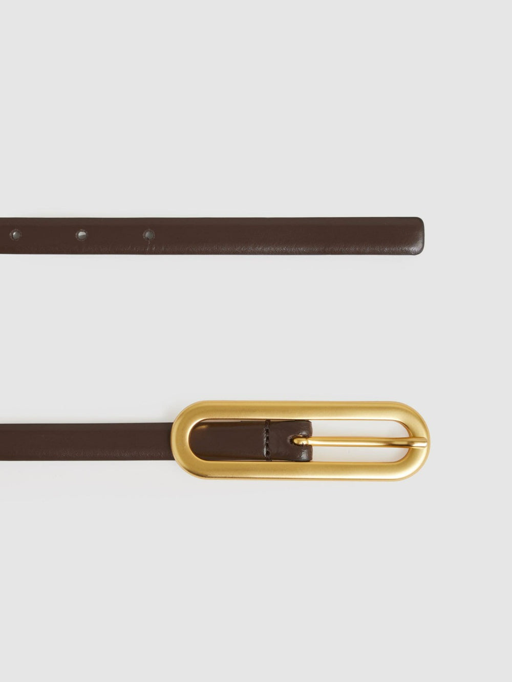 Thin Leather Elongated Buckle Belt Chocolate | Women