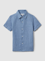 3-9 yrs Short Sleeve Linen Shirt Sky Blue | Children & Baby