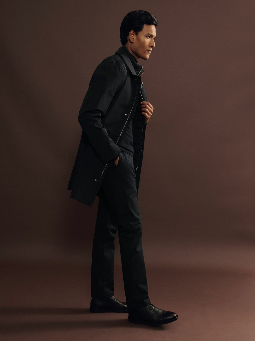Hybrid Removable Funnel Neck Overcoat Navy | Men