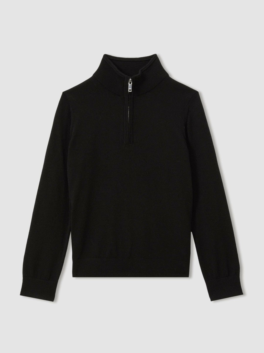 9-13 yrs Merino Wool Half-Zip Funnel Neck Jumper Black | Children & Baby