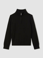 9-13 yrs Merino Wool Half-Zip Funnel Neck Jumper Black | Children & Baby