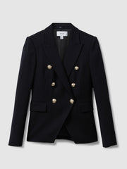 Petite Tailored Fit Textured Double Breasted Blazer Navy | Women