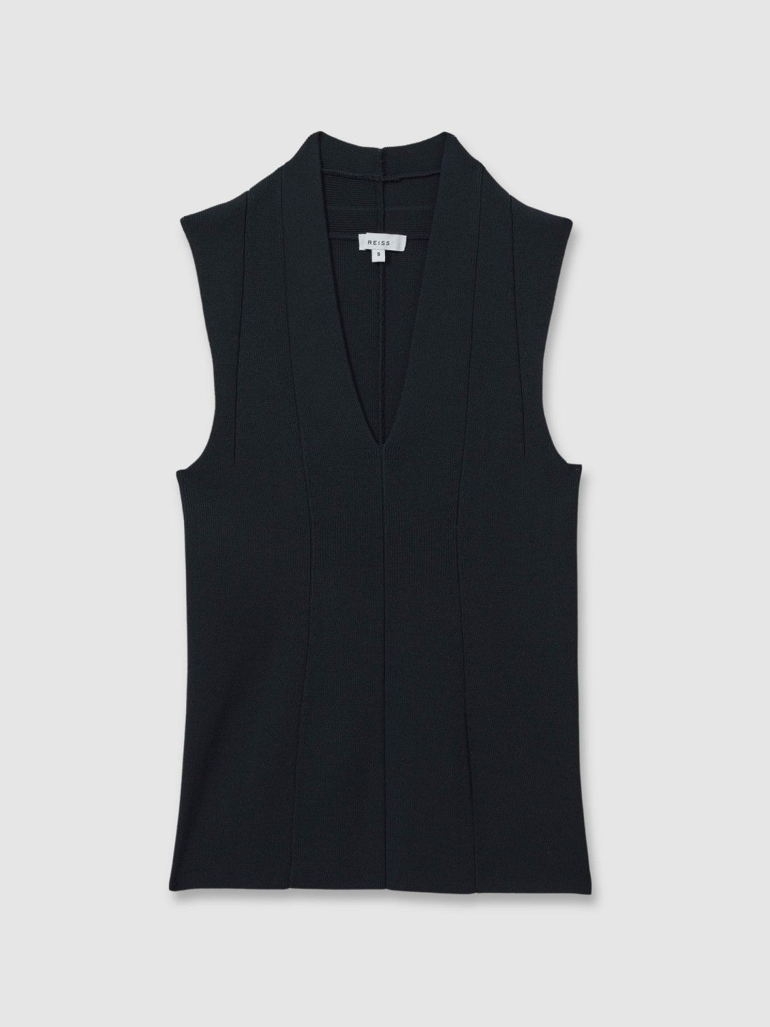 Knitted Sleeveless V-Neck Vest Navy | Women