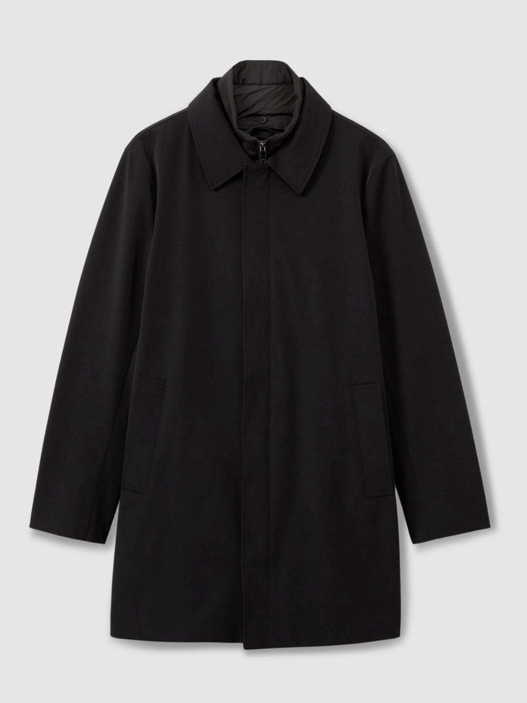 Hybrid Removable Funnel Neck Overcoat Black | Men