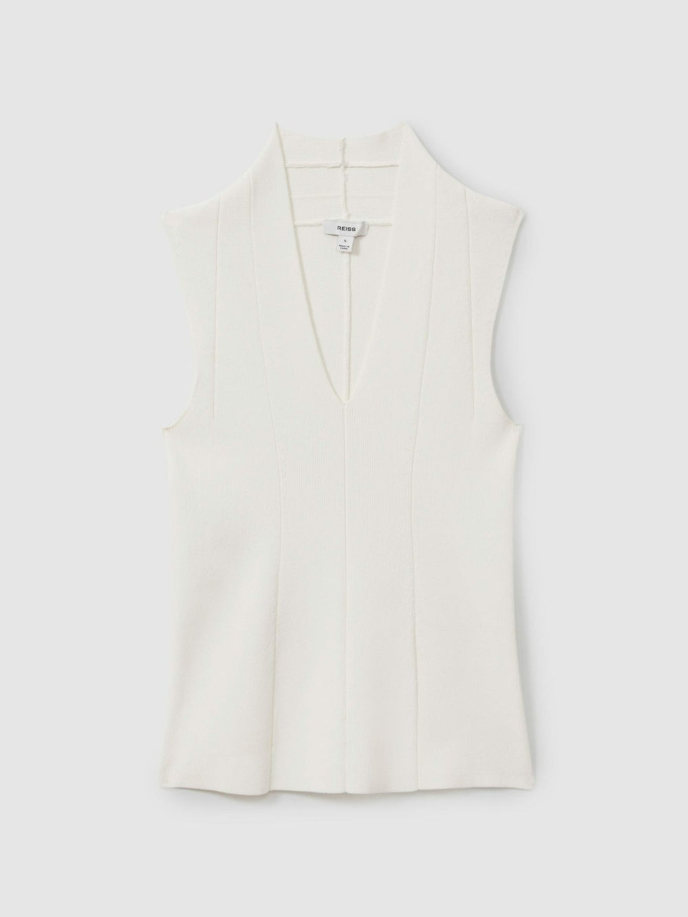 Knitted Sleeveless V-Neck Vest Ivory | Women