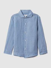 9-13 yrs Linen Cutaway Collar Shirt Sky Blue | Children & Baby