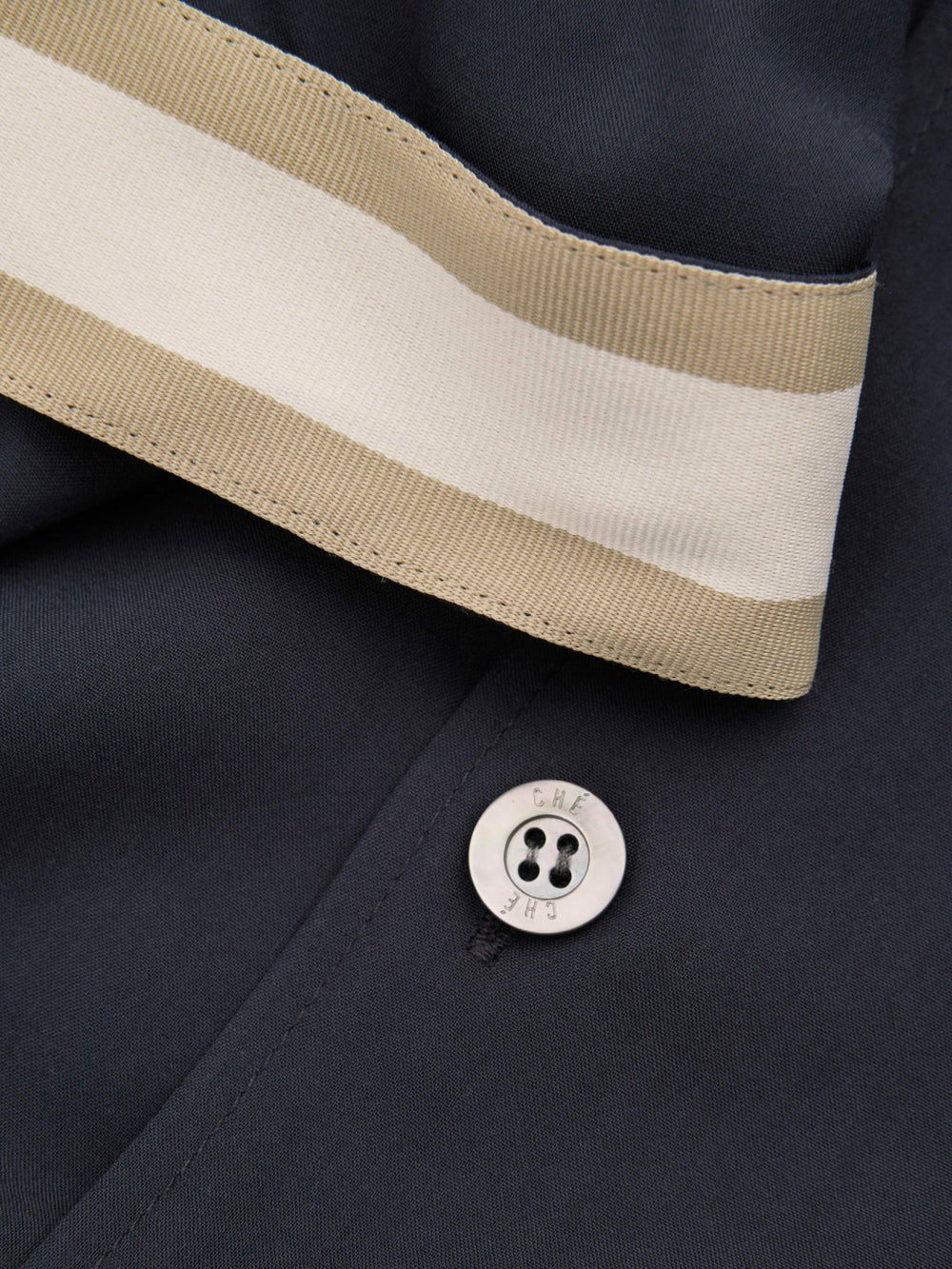 | Ché Cuff Detail Cuban Collar Shirt Navy | Men