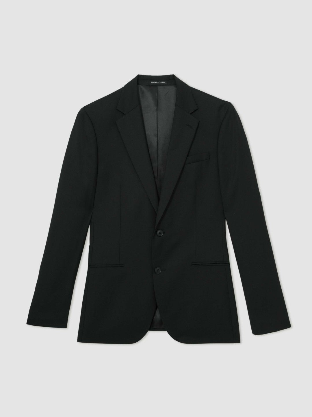 Wool-Blend Single-Breasted Suit Jacket Slim-Fit Black | Men