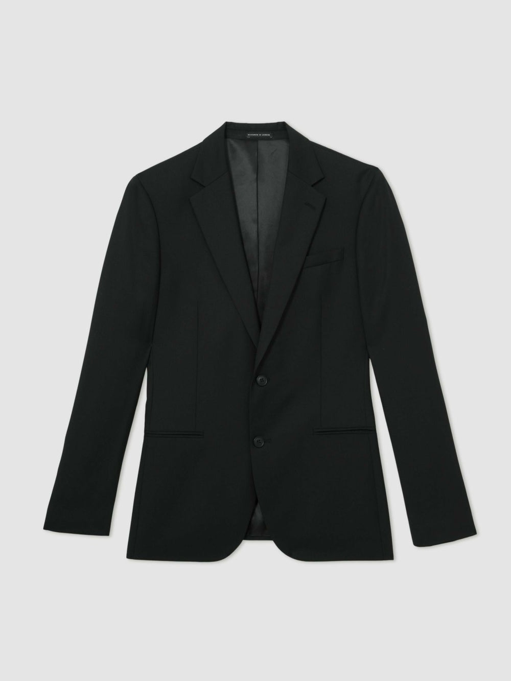 Wool-Blend Single-Breasted Suit Jacket Slim-Fit Black | Men