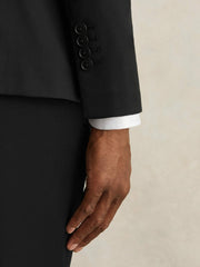 Wool-Blend Single-Breasted Suit Jacket Slim-Fit Black | Men