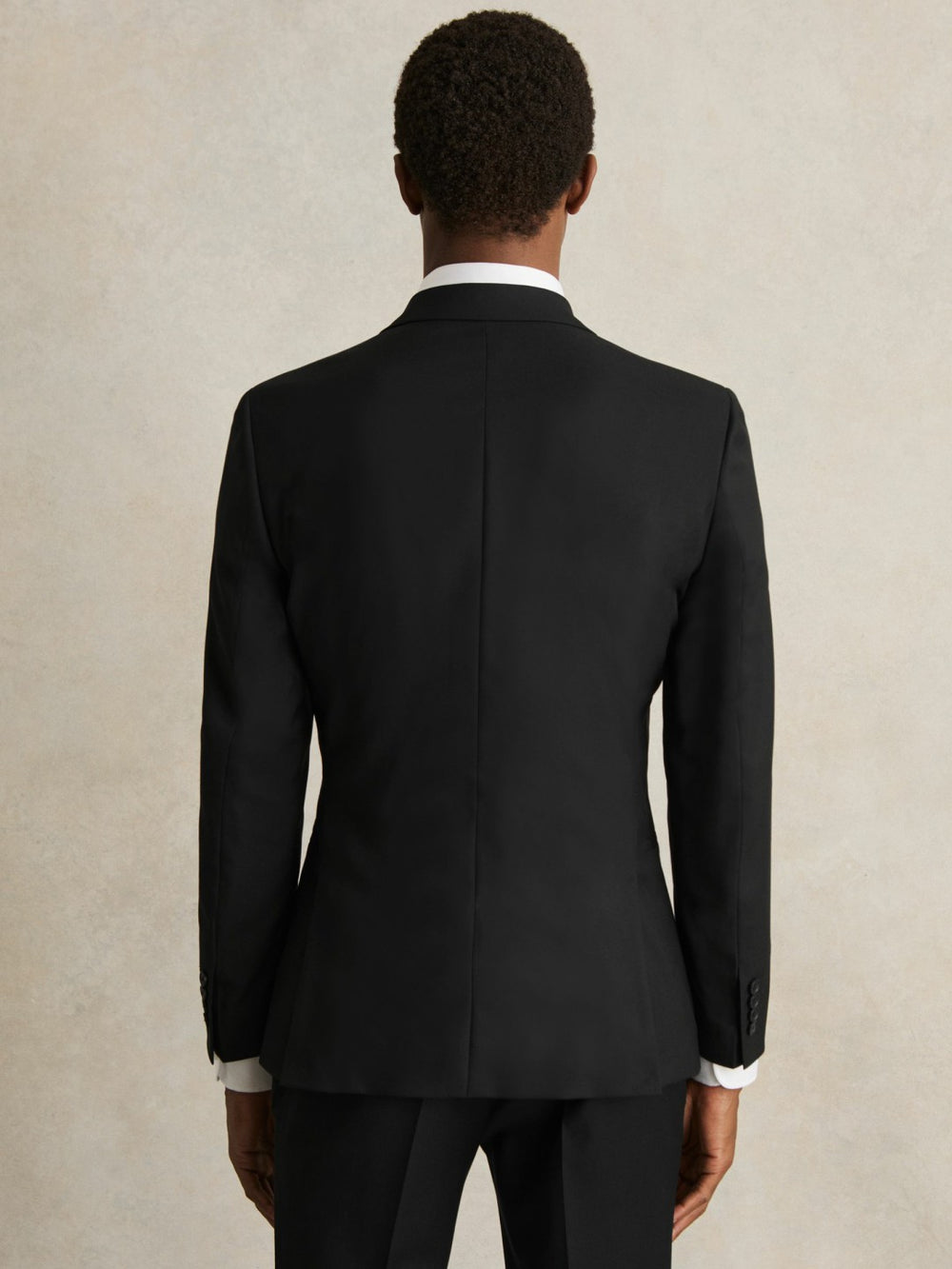 Wool-Blend Single-Breasted Suit Jacket Slim-Fit Black | Men
