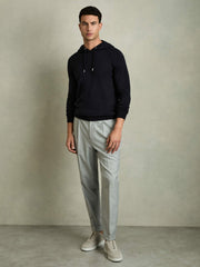 Merino Wool Drawstring Hoodie Navy | Men