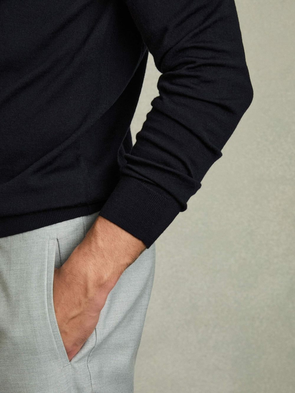 Merino Wool Drawstring Hoodie Navy | Men