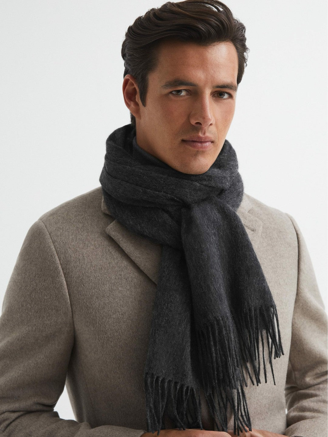 Wool and Cashmere Scarf Charcoal | Men