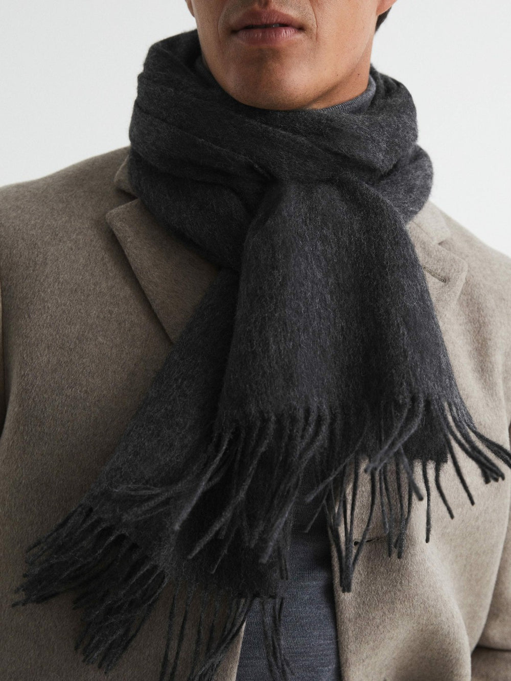 Wool and Cashmere Scarf Charcoal | Men