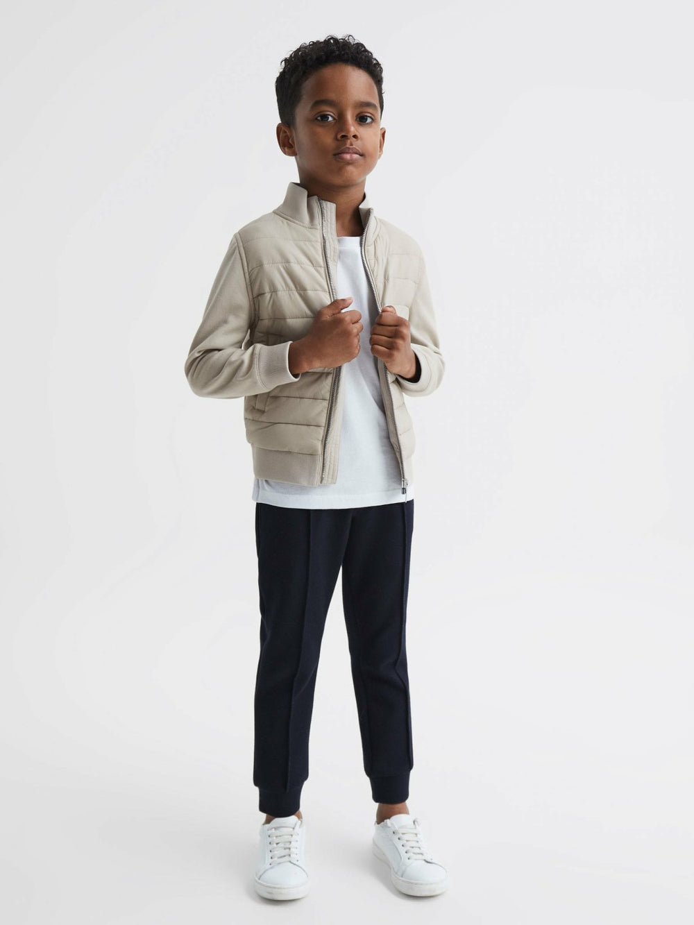 3-9 yrs Funnel Neck Quilted Hybrid Jacket Stone | Children & Baby
