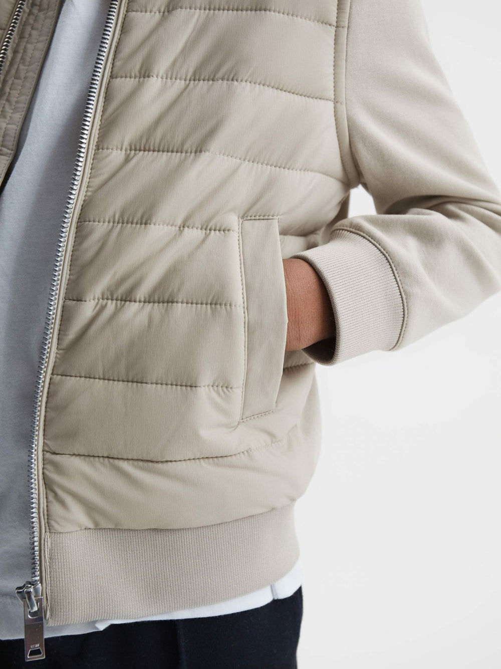 3-9 yrs Funnel Neck Quilted Hybrid Jacket Stone | Children & Baby