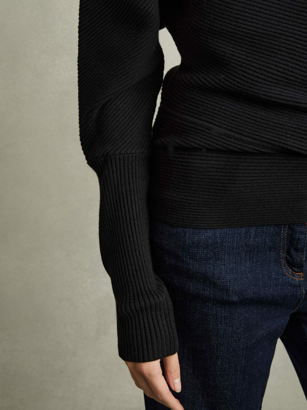 Asymmetric Draped Knitted Jumper Black | Women