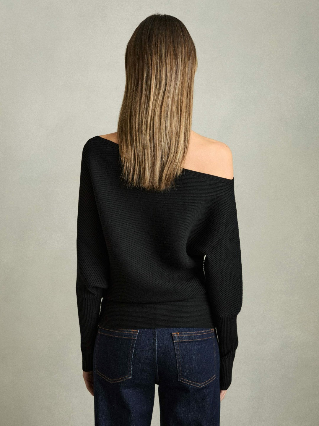 Asymmetric Draped Knitted Jumper Black | Women